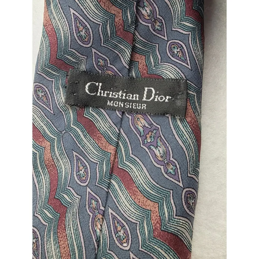 Christian Dior Vintage VTG Mens Tie Multi Color